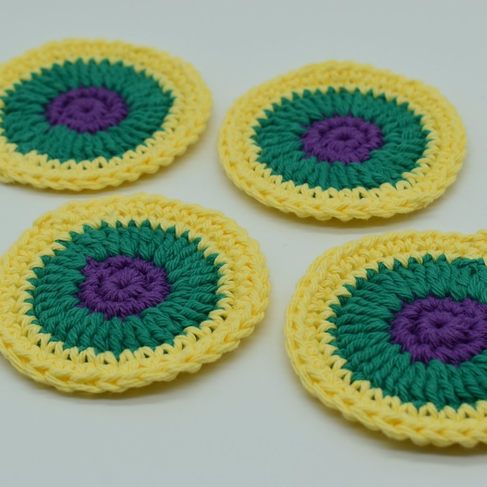 Hand Crafted Crochet coasters set of four - Picture 4 of 5